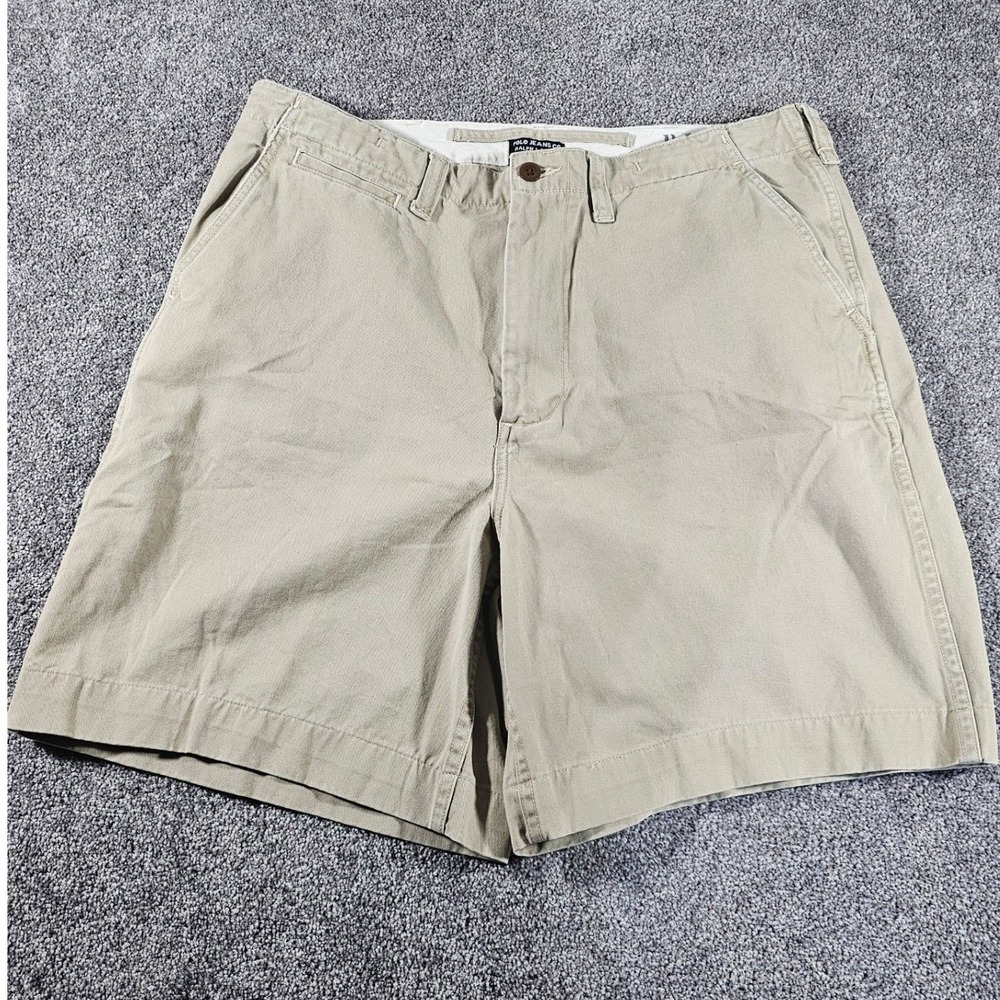 Vintage Polo Jeans Co Ralph Lauren Shorts Mens 36 Khaki Tan Chino Cotton Preppy